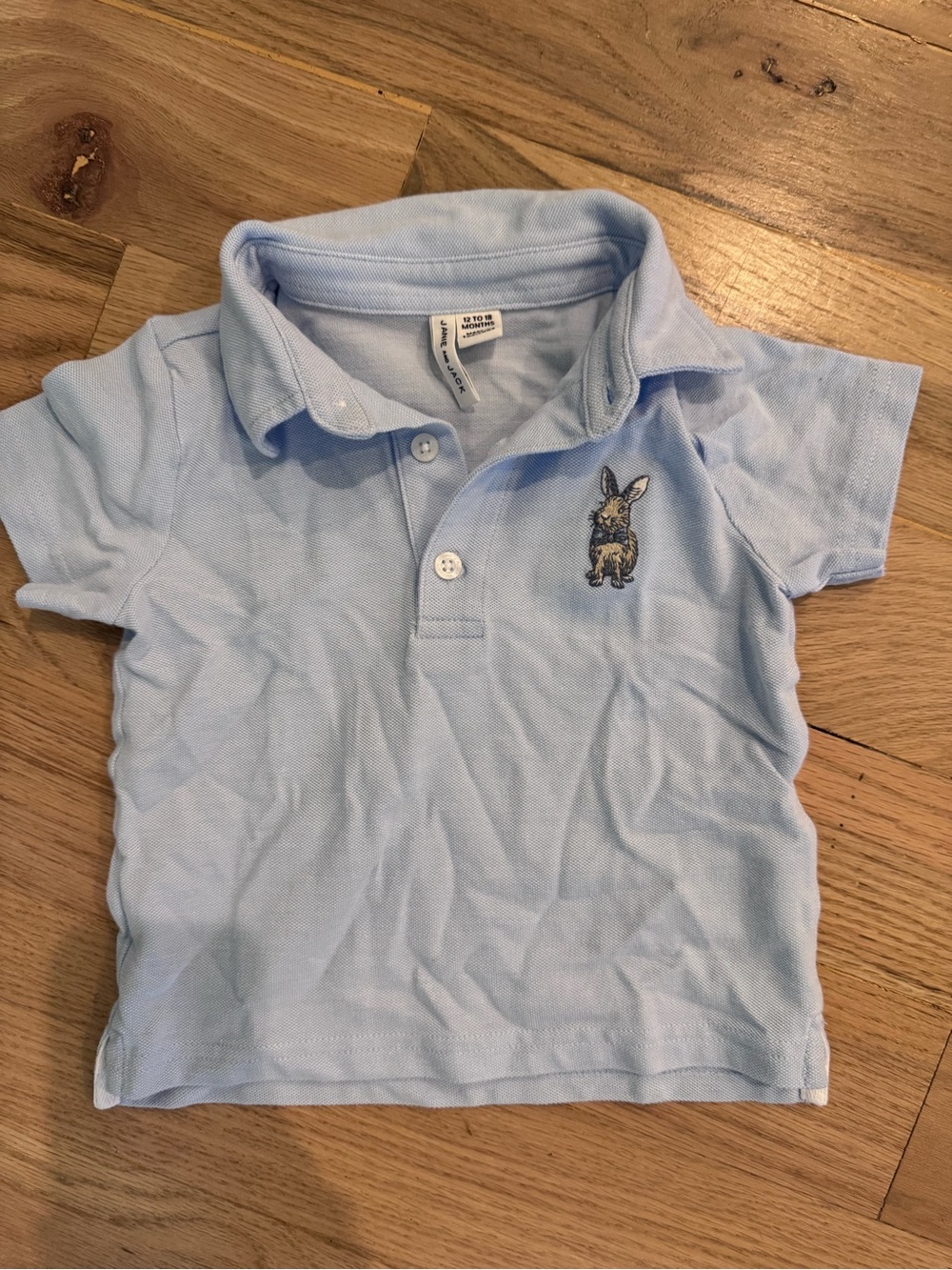 Janie and Jack Light Blue Polo with Bunny Embroidery